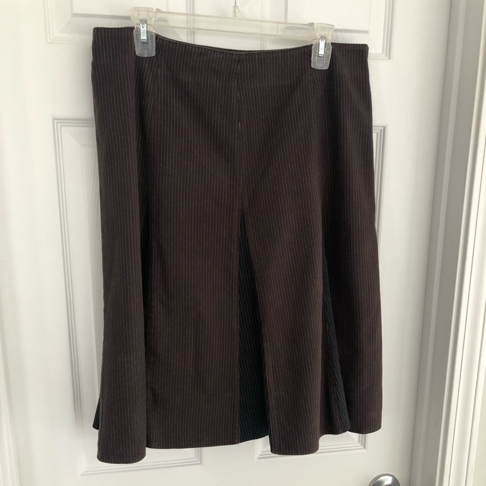 Boden brown pin stripe with black pin stripe godet a-line flippy skirt